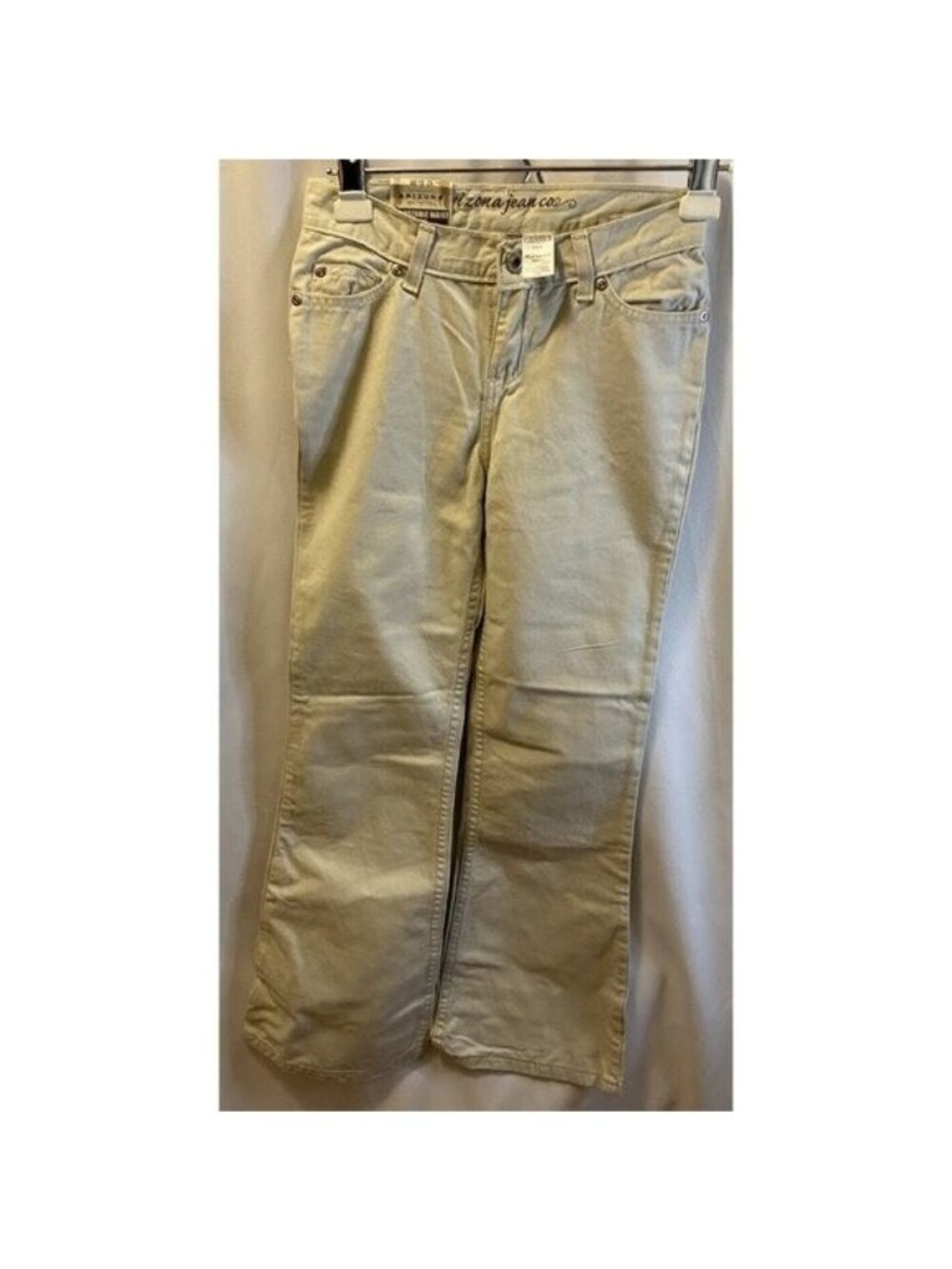 Arizona Jean Co Girls Size 12 Jeans Slim Adjustable Waist Flare Sand Color 25X27